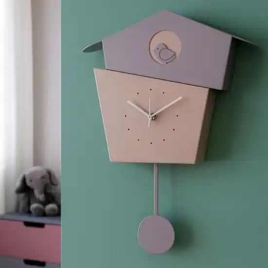 Orologio a pendolo da parete gelso e glicine con uccellino Spedizione Espresso