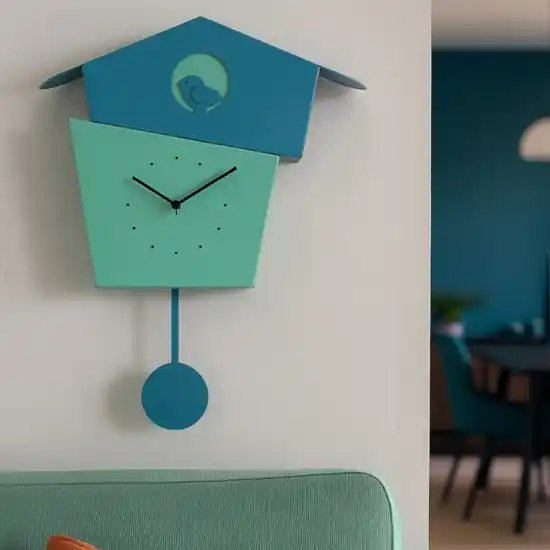 Promozione Esclusiva Orologio da parete con pendolo moderno uccellino verde e blu
