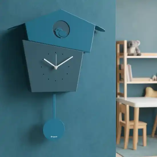 Orologio a pendolo da parete con uccellino colore blu Must-Have