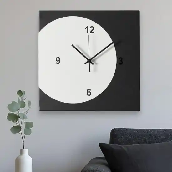Orologio quadrato da parete design moderno nero e avorio Più Venduto