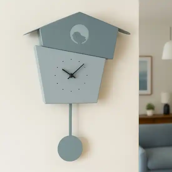 Nuovo Arrivo Orologio a pendolo da parete moderno uccellino verde e cenere