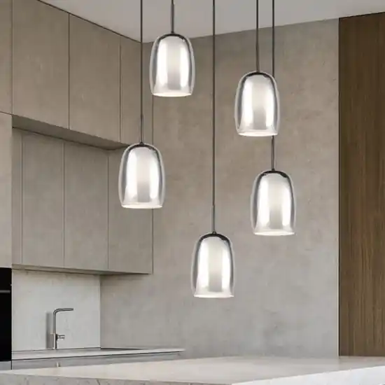 Economico Lampadario per tavolo cucina in vetro 5 luci
