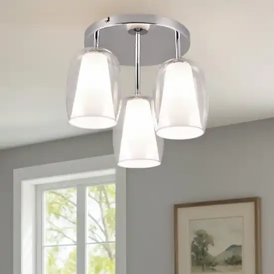 Esclusivo Plafoniera moderna 3 luci colore cromo per salotto