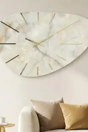 Non Perdere Orologio per grande parete 110x71 effetto marmo sagomato