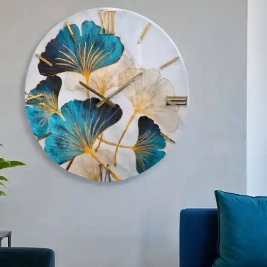 Grande orologio per parete 100cm floreal in resina moderno Must-Have