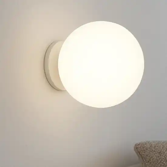 Promozione Applique da parete moderna sfera vetro bianco affralux potiri
