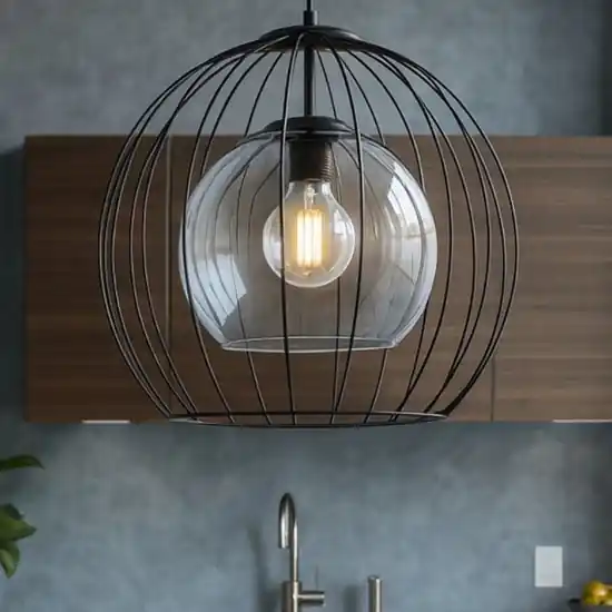 Promo Stagionale Lampadario per cucina a sfera nero 50 cm diffusore a gabbia