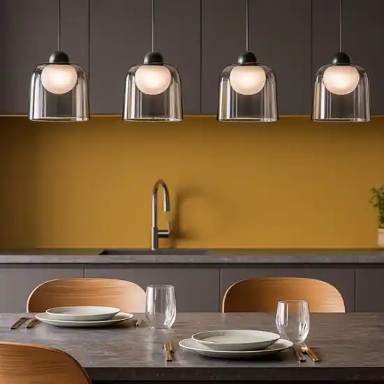 Novità Lampadario per cucina 4 luci led 3000k vetro fume