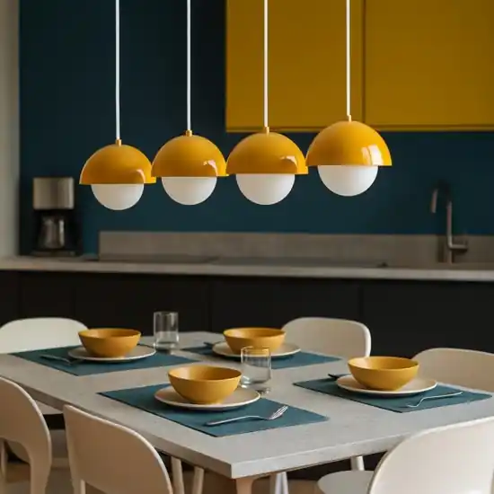 Must-Have Lampadario per cucina moderna 4 luci pendenti a cupola ocra