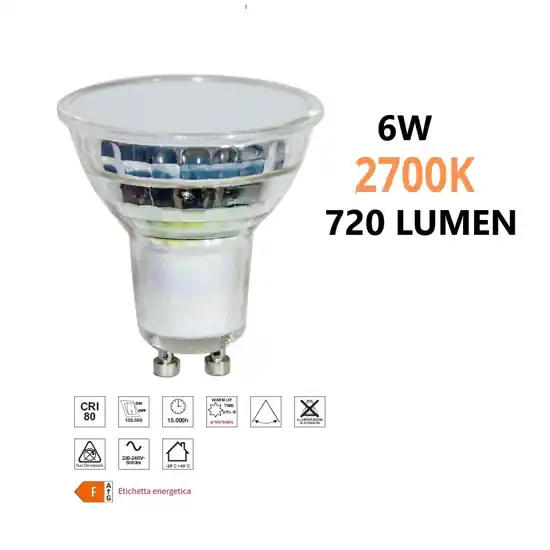 Life lampadina led gu10 6,7w 2700k 720 lumen ottica 100 Prezzo Ridotto