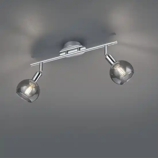 Promozione Esclusiva Lampada da soffitto 2 luci cromo sfere vetro fume orientabili