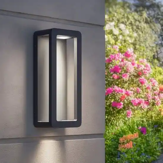 Applique da esterno led 9w 3000k moderna nera rettangolare Di Tendenza