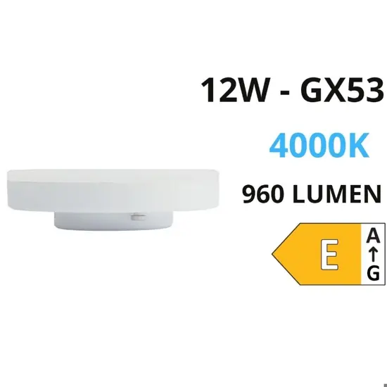 Offerta Speciale Lampadina gx53 led 12w 4000k 960lm ottica 120