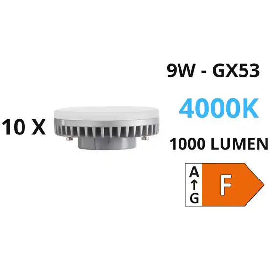 Confezione n10 lampadine gx53 9w led 4000k 1000lm ideal lux Ultime Pezzi