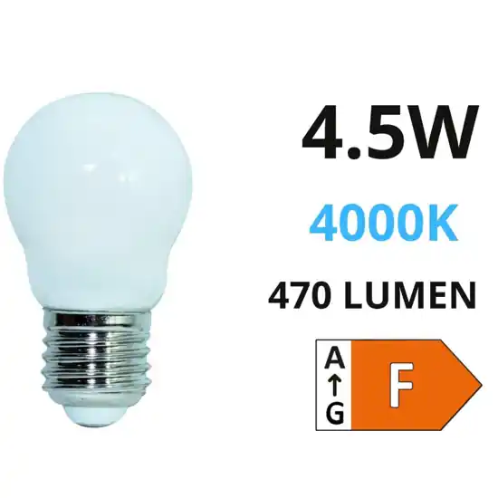 Life lampadina mini sfera led e27 4,5w 4000k vetro bianco milky Offerta Limitata