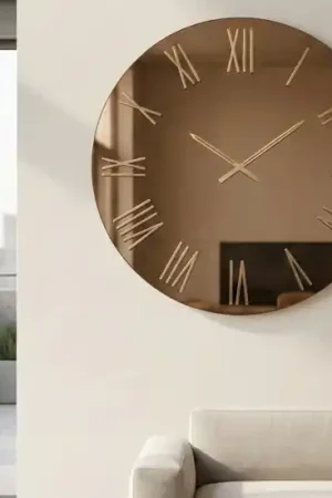 Acquista Ora Grande orologio rotondo 100cm specchio bronzo numeri foglia oro