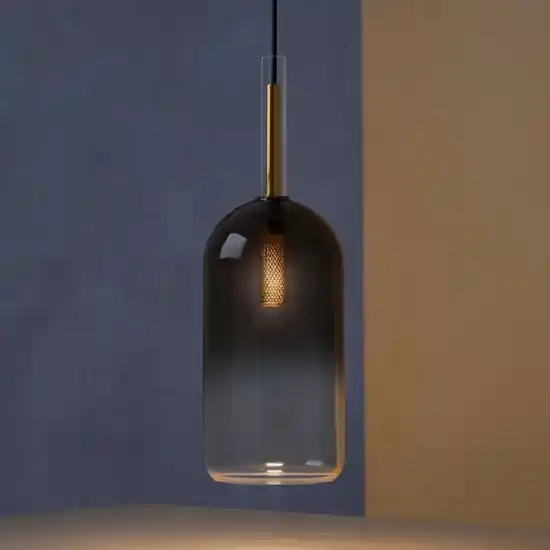 Ideal lux empire sp1 cilindro sospensione vetro grigio fume Quantità Limitata