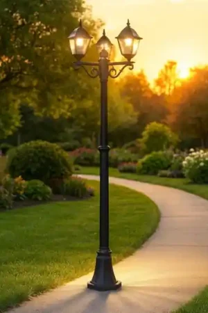 Affare Lampione alto da giardino 3 luci lanterna classico nero