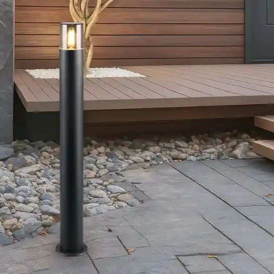 Lampione da giardino cilindro nero moderno Prezzo Di Fabbrica