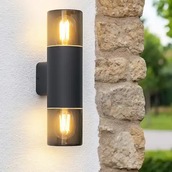 Applique da esterno a due luci nera moderna ip44 Bestseller