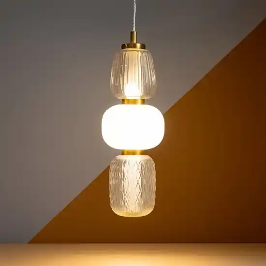 Lampada a sospensione oro con vetri stile contemporaneo Ultime Pezzi