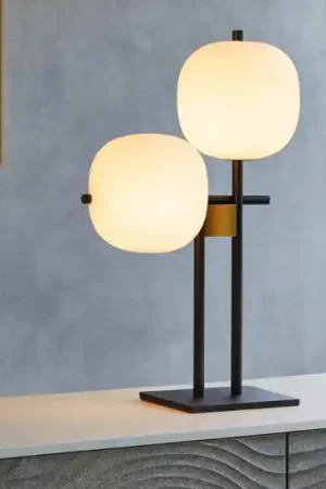 Soddisfatti O Rimborsati Lingotto miloox lampada da tavolo nero oro sfere vetro bianco