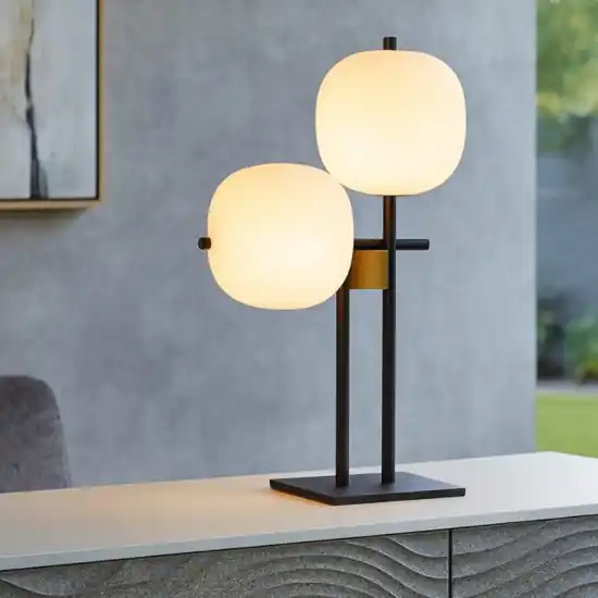 Soddisfatti O Rimborsati Lingotto miloox lampada da tavolo nero oro sfere vetro bianco