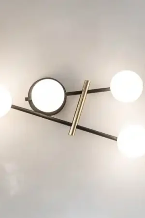 Miloox kika applique moderna nero oro sfere vetro bianco Prezzo Scontato