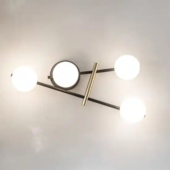 Miloox kika applique moderna nero oro sfere vetro bianco Prezzo Scontato
