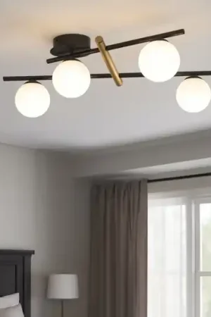 Miloox kika plafoniera moderna da cucina sfere bianche design nero oro A Buon Prezzo