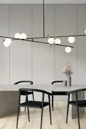 Saldi Miloox kika lampadario moderno design nero oro sfere bianche