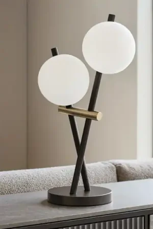Nuovo Arrivo Lampada da tavolo miloox kika due luci nera e oro moderna