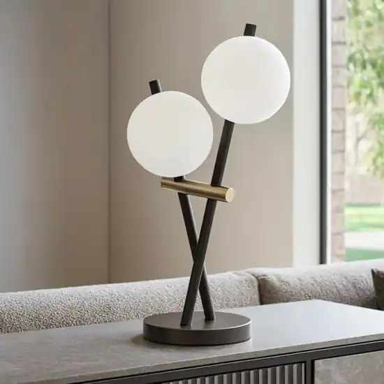 Nuovo Arrivo Lampada da tavolo miloox kika due luci nera e oro moderna