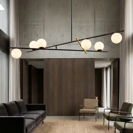 Lampadario soggiorno moderno nero oro sfere vetro miloox kika Spedito Oggi