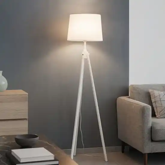 York pt1 piantana di legno bianco treppiede ideal lux Novità