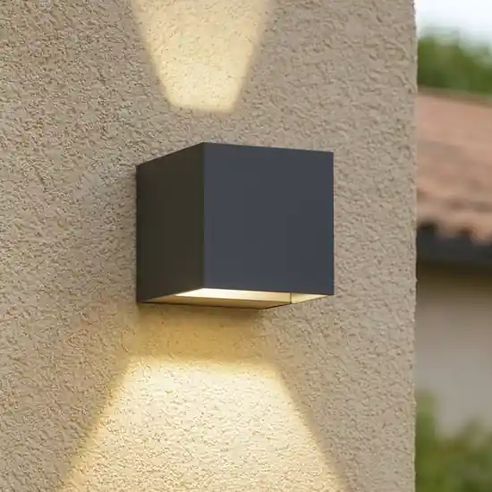 Applique cubo da esterno antracite moderna led 6w 3000k anti corrosione Offerta Lampo