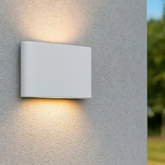 Applique bianca da esterno led 9w 3000k biemissione rettangolare moderna ip54 Prezzo Basso