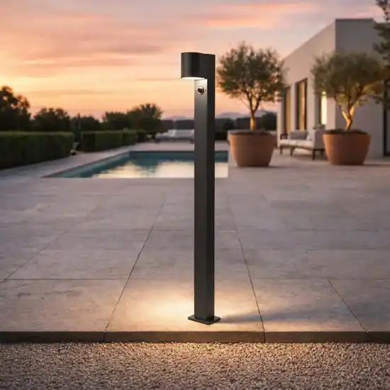 Lampione da giardino moderno antracite con sensore di movimento Soddisfatti O Rimborsati