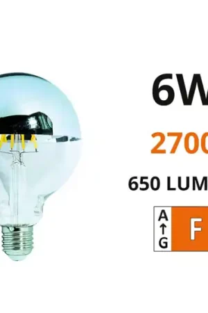 Occasione Life lampadina led e27 6w 2700k 650lm globo cromo vetro filamento