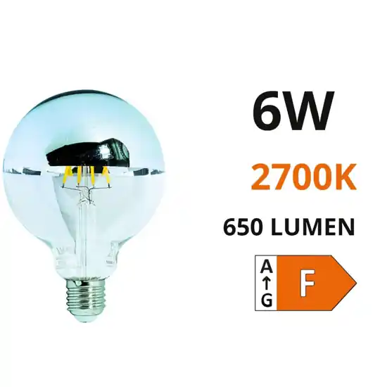 Occasione Life lampadina led e27 6w 2700k 650lm globo cromo vetro filamento