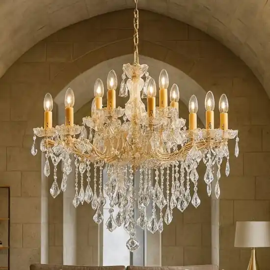 A Buon Prezzo Florian sp12 ideal lux lampadario di cristallo 12 bracci metallo oro