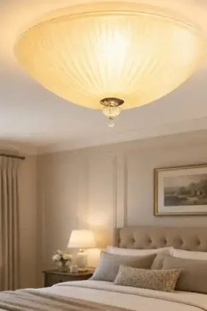 Ultimissimo Modello Shell pl3 plafoniera camera da letto rotonda vetro granigliato ambra ideal lux