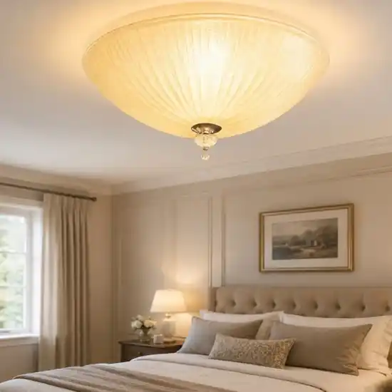 Ultimissimo Modello Shell pl3 plafoniera camera da letto rotonda vetro granigliato ambra ideal lux