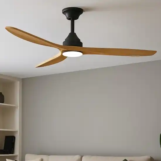 Ventilatore a lampadario nero con luce 28mq pale di legno Must-Have