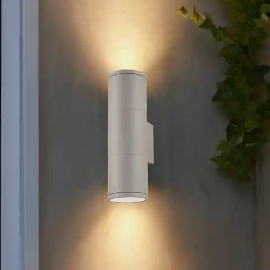 Ultime Pezzi Gun ap2 big applique da esterno cilindro biemissione grigio e27 ideal lux