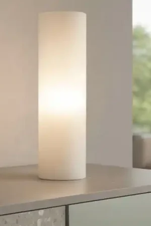 A Buon Prezzo Edo tl1 big lampada da tavolo cilindro vetro bianco ideal lux