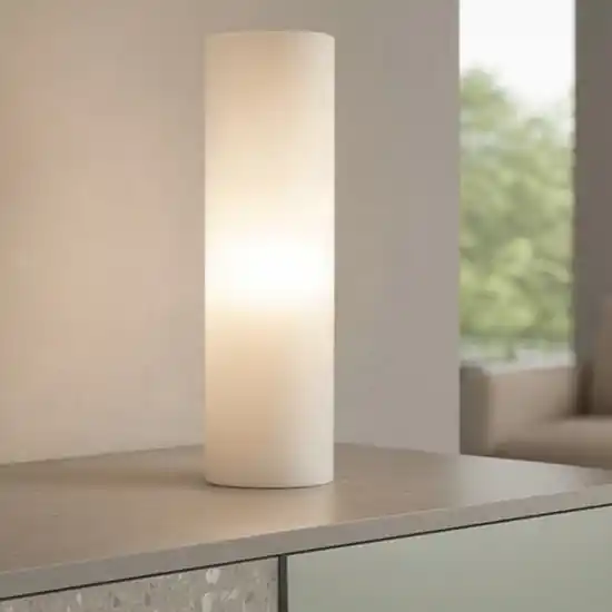 A Buon Prezzo Edo tl1 big lampada da tavolo cilindro vetro bianco ideal lux