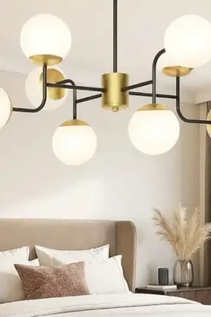 A Buon Prezzo Lampadario stanza da letto nero oro top light clear