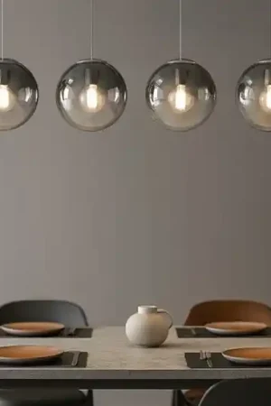 Ultime Pezzi Lampadario moderno per tavolo soggiorno sfere vetro fume pendenti