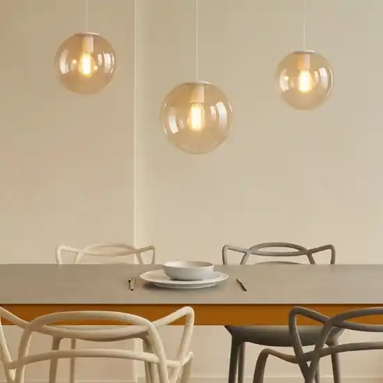 Prezzo Conveniente Lampadario moderno oro vetri ambra per soggiorno